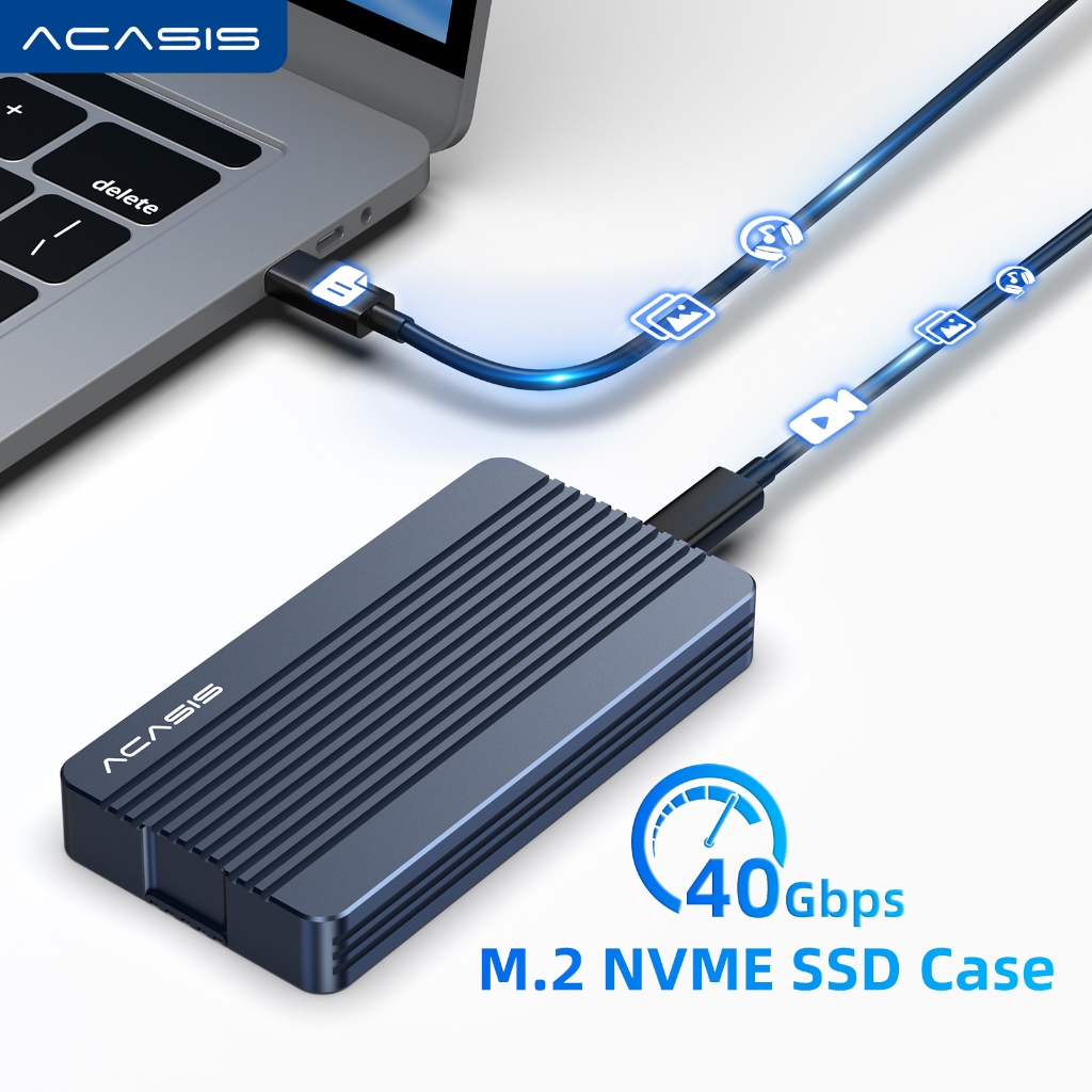 ACASIS USB4 40Gbps M.2 NVME Vỏ SSD Tương thích với Thunderbolt 4 / 3 8TB Vỏ nhôm Cáp USB4 Type C miễ