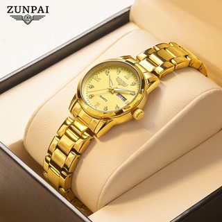 ZUNPAI-264 Đồng hồ nữ Chính hãng Chống nước Dây thép Đeo tay Độc lạ Đẹp Đồng hồ nữ cơ kim Dây da