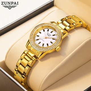 ZUNPAI-287 Đồng hồ nữ Chính hãng Chống nước Dây thép Đeo tay Độc lạ Đẹp Đồng hồ nữ cơ kim Dây da