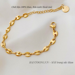 Lắc tay nữ bằng chất liệu titan cao cấp không gỉ mạ vàng 24k thiết kế hình hoạ tiết độc đáo thời trang trẻ trung 