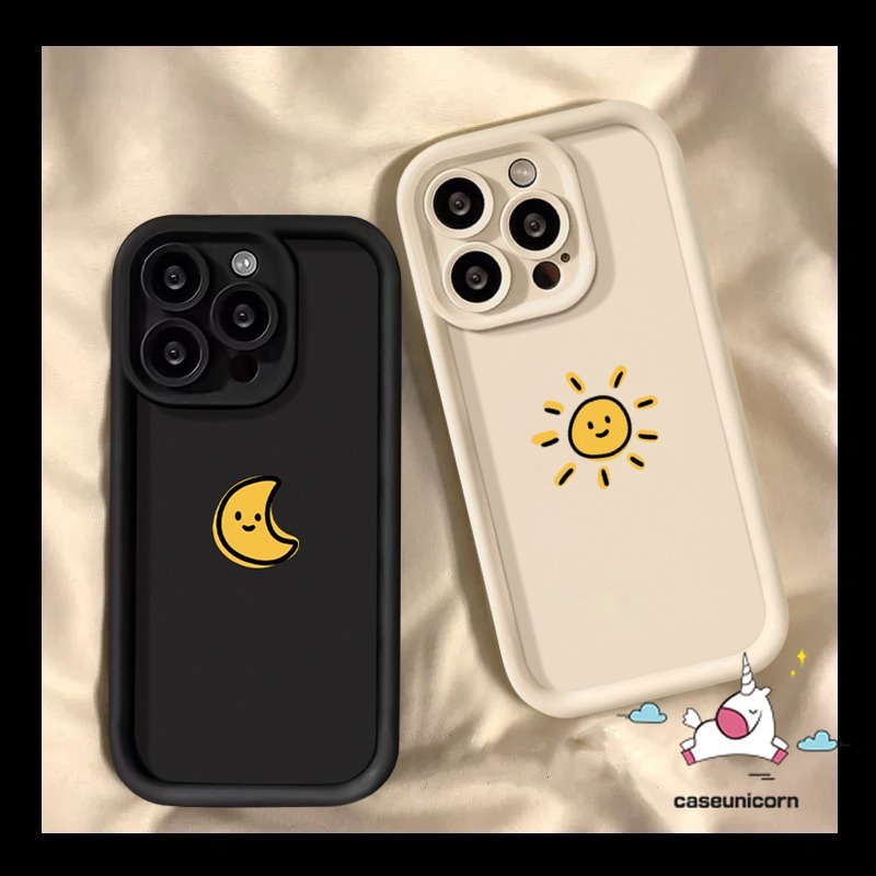 Ốp Lưng Cặp Đôi Hoạt Hình Cho Redmi 13C 12 13 10C 9A 9 12C 10A 9C 9T A2 A1 Note 12 8 13 10 10S 11 9 Pro Max Poco M3 X5 C55 Mi 12 11 Thương Hiệu Hợp Thời Trang Đơn Giản Mặt Trời Dễ Thương Ốp Mắt Thiên Thần