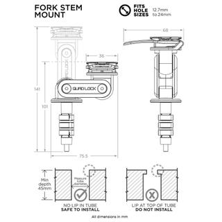 Quad Lock Phụ kiện xe máy Xe máy Fork Thân gắn