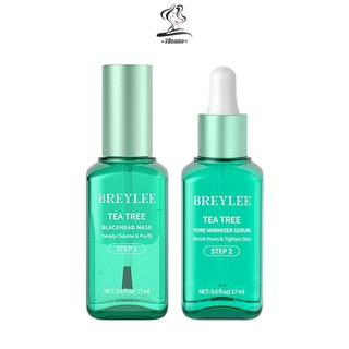 Breylee step1 miếng dán mũi ngừa mụn đầu đen bằng cây trà 17ml + breylee step2 tinh chất thu nhỏ lỗ chân lông cây trà 17ml