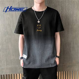 Howe. Áo thun nam tay ngắn cổ tròn Logo mặt cười màu sáng đến tối Trang phục bình thường