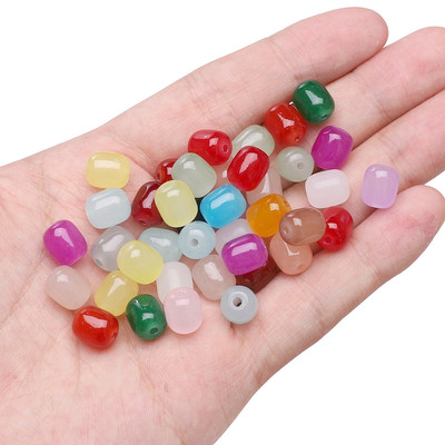 [8x10mm 20 chiếc] Táo tàu Hình Hạt Thủy Tinh Giả Ngọc Thùng Hạt Vòng Tay Vòng Cổ Hạt DIY Phụ Kiện Handmade