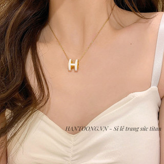 Dây chuyền titan cao cấp không gỉ mạ vàng 24k mặt chữ H thời trang thanh lịch trẻ trung dành cho nữ