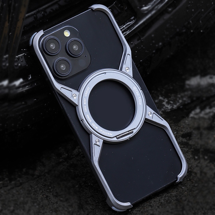 Thích hợp cho iPhone 16 15, 14, 13, 12 proMax ốp điện thoại, vỏ điện thoại rỗng kim loại, giá đỡ xoay, chống rơi, chống động đất, thoáng khí và tản nhiệt