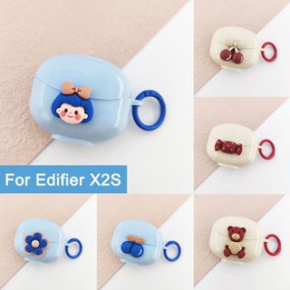 Vỏ bọc tai nghe hoạt hình màu trơn cho Edifier X2S Vỏ bảo vệ hoạt hình chống rơi cho Edifier X2S Tai nghe không dây Tai nghe nhét tai Vỏ mềm