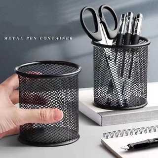 Kim loại đen rỗng đựng bút để bàn hộp bảo quản văn phòng phẩm người tổ chức văn phòng trường học suppies