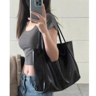 MOUSOON  Túi Tote Nữ Dung Tích Lớn Hàn Quốc Đa Năng Instagram Đơn Giản Và Thanh Lịch Thường Ngày PU Châu Âu Và Mỹ Retro Màu Túi Đeo Vai