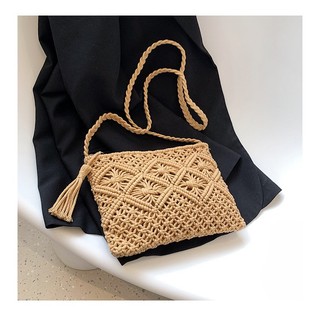 Túi cầm tay nữ đan sợi cotton handmade phong cách cổ điển xinh xắn thời trang dành cho nữ