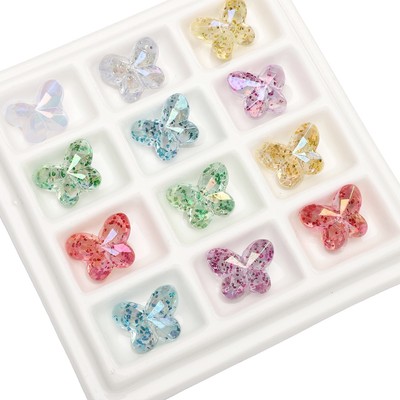18x14mm / 10 Chiếc Acrylic Mạ Hành Nhiều Màu Sắc Hạt Hồng Hình Bướm Nhiều Màu Hạt Cho DIY Handmade Bông Tai, Dây Chuyền, Vòng Tay