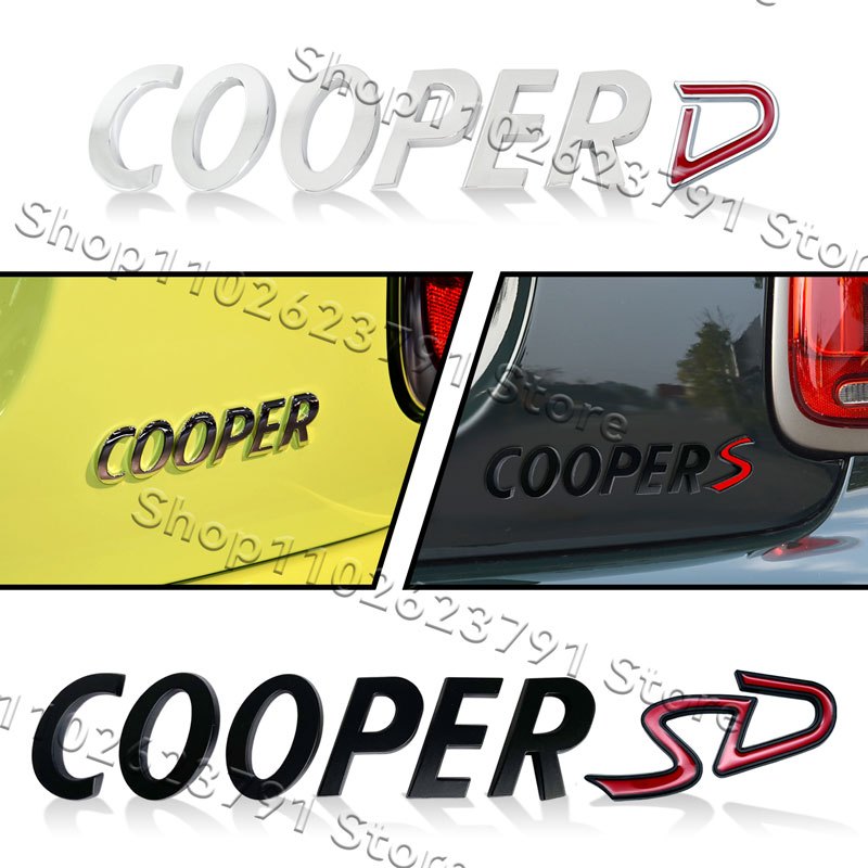 3d Kim Loại Đen Chrome Xe Chữ Phía Sau Thân Xe Logo Mini Cooper S Biểu Tượng Huy Hiệu Miếng Dán Cho 