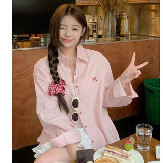 Phong Cách Hàn Quốc Nữ Nữ Áo Sơ Mi Dài Tay Baju Baju Wanita Lengan Panjang Hàng Mới Sẵn Có