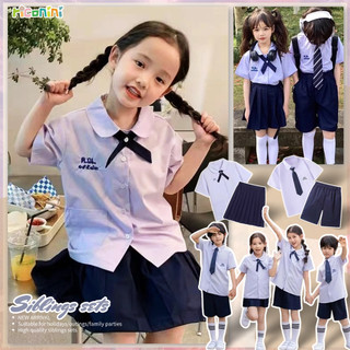 Bộ đồ bé trai bé gái phong cách Preppy Đồng phục đi học Váy xếp li Thoải mái Nơ jk Học sinh tiểu học Bé gái Bé trai Tha