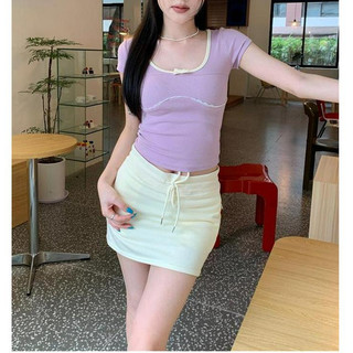 74661 Áo thun ngắn tay cổ tròn màu tương phản