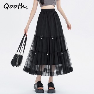 Thường Ngày Màu Nơ Vải tuyn Lưới Váy Thời Trang Ngọt Ngào Co Giãn Eo Midi Tutu Váy Chữ A QT2363