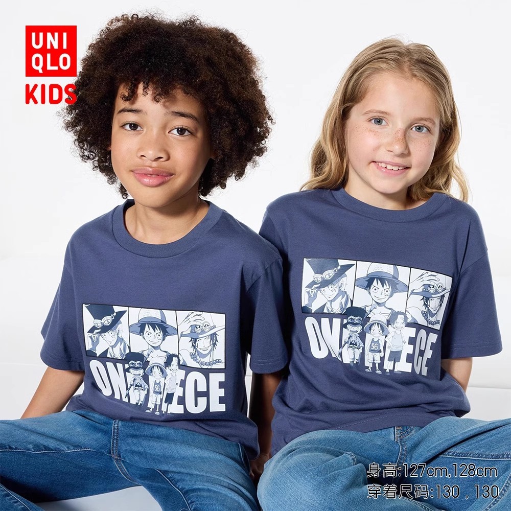 Áo thun ngắn tay in hình Uniqlo UT ONE PIECE lần thứ 25 cho bé trai và bé gái 24 mới 465176