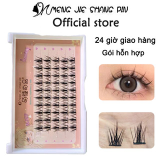 Mengjieshangpin Lông mi giả ba hàng quỷ mây có cuống trong suốt, lông mi ăn ảnh Nhật Bản 11-13mm