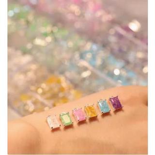Mặt dây chuyền 5 * 7mm Màu cầu vồng Dày Bạc tự làm Phụ kiện vòng cổ