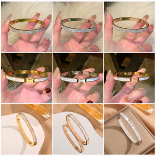Vòng tay bằng thép titan vàng phiên bản Hàn Quốc dành cho cặp đôi, vòng tay nữ có khảm zircon thời trang, thiết kế thích hợp không phai màu, vòng tay người nổi tiếng trên internet thời trang