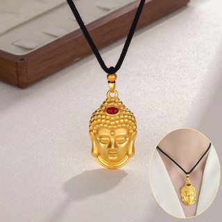  Mặt dây chuyền đầu Phật Tathagata phong cách dân tộc, Tượng đầu Phật mạ chân không bằng đồng thau, Mặt dây chuyền nam và nữ, Dây dệt, Dây treo, Vòng cổ may mắn