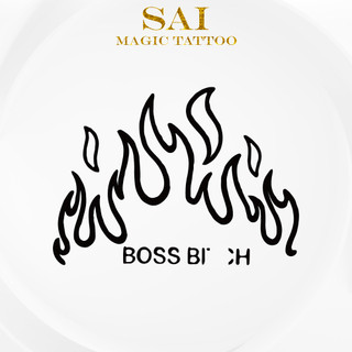 Miếng dán hình xăm tạm thời SAI MAGIC TATTOO 10CM×06CM chống thấm nước lâu trôi lên đến 2 tuần,Cổ tay Cánh tay,Bé nhỏ Cute Dễ thương tối giản,Ngọn lửa Cụm từ 076
