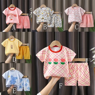 Bộ áo thun cotton SANITKUN thoáng khí in họa tiết hoạt hình thời trang mùa hè cao cấp cho bé trai và gái