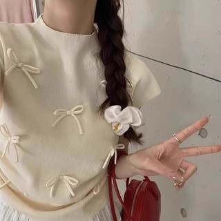 Áo Thun Nữ Nơ Basic Nơ Dễ Thương Hàn Quốc Chất Thun Co Dãn Ôm Body