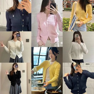  Mùa Xuân 2024 Autum RL Thương Hiệu Nữ Áo Len Cotton Dài Tay Ngựa Nhỏ Cáp-Áo Cardigan Nữ 