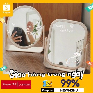 Giao hàng trong ngày Gương Để Bàn Trang Điểm ins Phong Cách Ảnh Hưởng Cô Gái Hình Trái Tim Để Bàn Gia Đình Đứng Ký Túc Xá Sinh Viên Gương Trang Điểm Hai Mặt