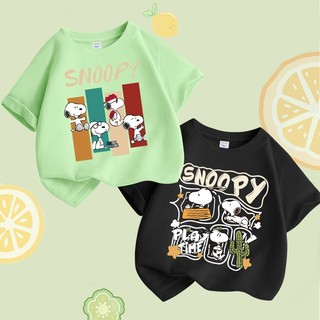 Áo thun bé trai 100% Cotton Áo thun ngắn tay thông thường dành cho trẻ em có in hình Snoopy