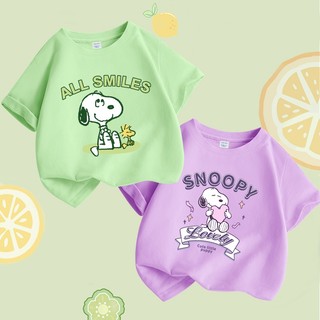 Áo thun bé trai 100% Cotton Áo thun ngắn tay thông thường cho trẻ em Áo thun in hình Snoopy