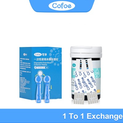 Dải đường huyết Cofoe cho máy đo đường huyết Yimin Kiểm tra đường huyết dành cho người tiểu đường với Lancet miễn phí (25 's - 200 's) Không có đồng hồ