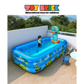 TOY BRICK丨Bể bơi ba vòng bơm hơi in hình Bể bơi bơm hơi tự động Đồ chơi trẻ em Bể bơi bóng cho bé Xô tắm