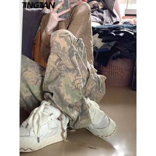 TINGTIAN quần ống rộng quần nữ jean hàn quốc Vintage Dễ thương Đơn giản WNK23A0SMS 19Z240508