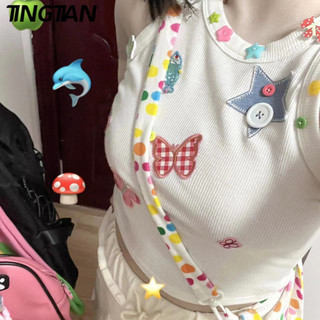 TINGTIAN áo phông áo thun nữ croptop baby tee thời trang Cute hàn quốc Casual WBX2410ABP 19Z240506
