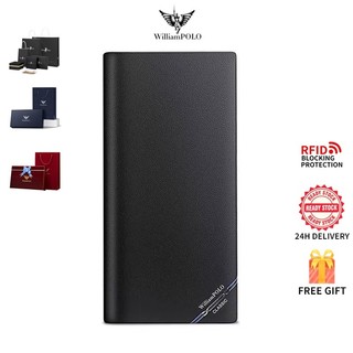 Ví nam WilliamPolo Da thật Ví dài đựng thẻ đa chức năng Men Wallet Real Cowhide Long Wallet Multi-function Card Bag Ultra-thin Money Clip