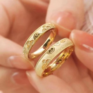 Nhẫn đôi hạnh phúc mạ vàng với hình ảnh truyền thống của Trung Quốc