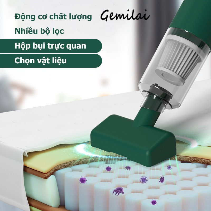 Gemilai Dụng cụ loại bỏ nấm mốc Máy hút bụi cầm tay gia đình không dây di động công suất cao loại bỏ bụi và loại bỏ mạt máy làm sạch còn hàng