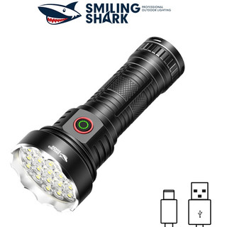 Smile Shark SD5235 Đèn pin công suất cao có đèn mạnh 19LED USB Type-c Chiếu sáng sạc 5 chế độ Thiết bị chiếu sáng ngoài trời Cắm trại, du lịch, câu cá, chuyến đi đêm để sử dụng