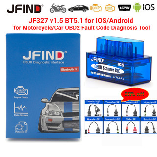 Máy quét xe máy JF327 JFIND V1.5 OBD2 cho Yamaha / Honda Bluetooth5.0 cho Android / IOS OBD2 Đầu đọc mã lỗi ô tô Công cụ chẩn đoán tự động PK ELM327