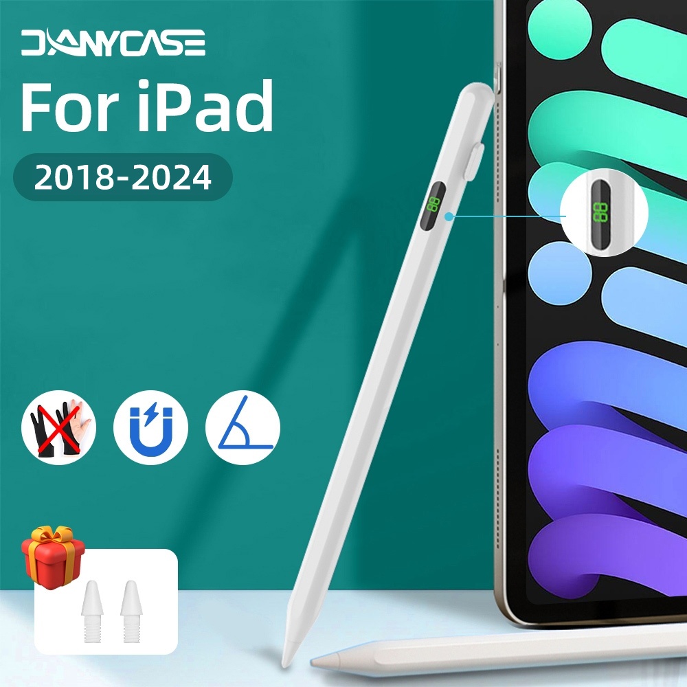 Bút chì Stylus có độ nghiêng từ chối lòng bàn tay cho iPad Pro 11 Air 13 2024 Mini 7 Pro 12.9 Air 4 / 5 10.9 10th 10.2 6 / 7 / 8 / 9th Mini 5 6 Bút hiển thị kỹ thuật số