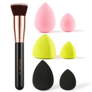 Docolor Flat Top Foundation Bàn chải trang điểm tổng hợp chuyên nghiệp Dụng cụ trang điểm cao cấp + 6 món quà trang điểm bóng bàn