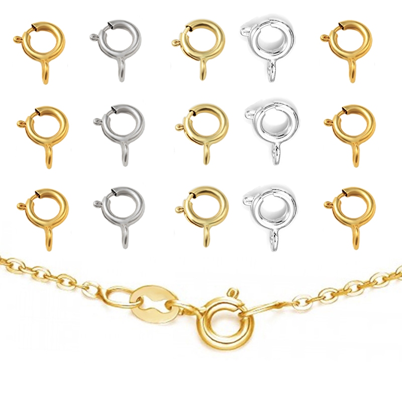 10 Chiếc 6 Mm Vòng Tròn Lò Xo Nút Khóa Móc Đầu Nối Cho DIY Vòng Cổ Móc Khóa Trang Sức Làm Phụ Kiện