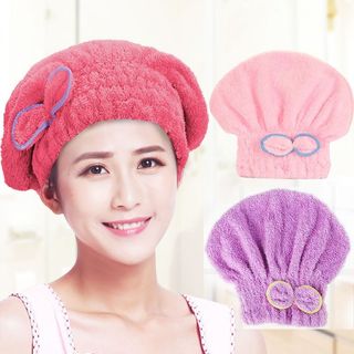 Mũ Tắm Trùm Đầu Sấy Khô Tóc Bằng Sợi Siêu Nhỏ Đính Nơ Cho Nữ