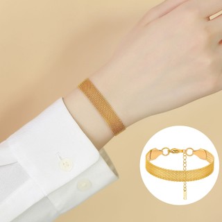 Vòng tay lưới dệt bằng thép titan kiểu Pháp, dải vòng tay vàng 18K mùa hè, phiên bản rộng, vòng tay chống phai màu, nhẹ, sang trọng, thời trang, trang trí thủ công cho nữ