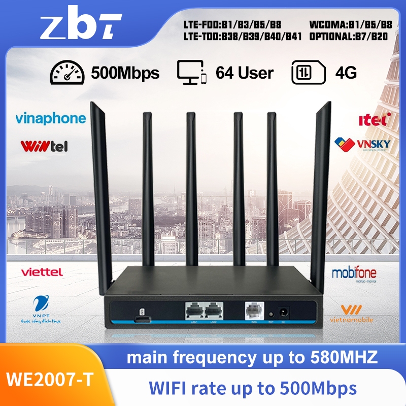 4G tốc độ mạng router wifi với khe cắm thẻ SIM 6 ăng-ten 500Mbps không dây băng tần kép wifi nhà