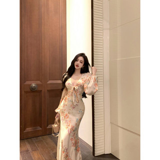 Black vn Váy Maxi cao cấp thanh lịch thời trang nữ Váy dài tay đuôi cá hồng thời trang