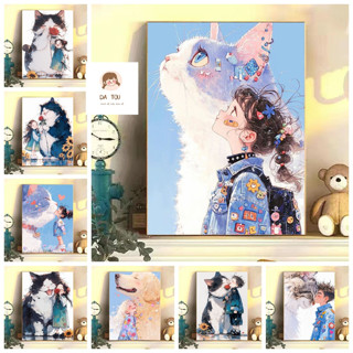 Da Tou-30*40cm/40*50cm-tranh số hoá theo yêu cầu-Tự Làm Tự Làm Kỹ Thuật Số Tranh Sơn Dầu Mèo Cô Gái Tay Màu Sơn Dầu Cao Cấp Giải Nén Chữa Bệnh Tranh Trang Trí--tranh tô màu số hoá ---tranh tô màu cho bé--tranh tô màu theo số--tranh số hóa-
